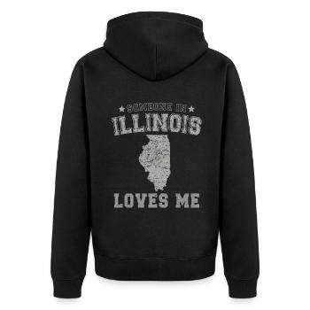 Quelqu’un dans l’Illinois m’aime Grunge - Veste à capuche bio Premium Unisexe - noir - Dos - Nico (187cm)