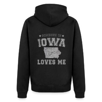 Someone In Iowa Loves Me Grunge - Unisex Premium Organic Zip Hoodie - black - Back - Nico (187cm)