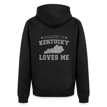 Jemand in Kentucky liebt mich Grunge - Unisex Premium Bio Zip Hoodie - Schwarz - Hinten - Nico (187cm)