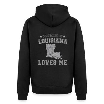 Jemand in Louisiana liebt mich Grunge - Unisex Premium Bio Zip Hoodie - Schwarz - Hinten - Nico (187cm)