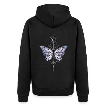 Niedlicher Schmetterling Kawaii Okkult Satanisch Pastell Gothic - Unisex Premium Bio Zip Hoodie - Schwarz - Hinten - Nico (187cm)
