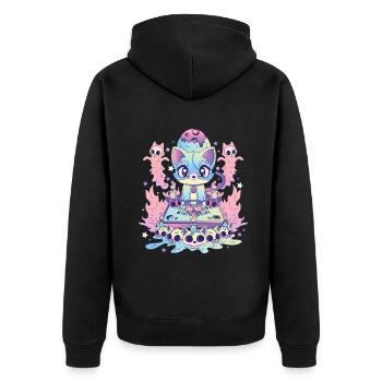 Cute Cat Ouija Kawaii Occult Satanic Pastel Gothic - Unisex Premium Organic Zip Hoodie - black - Back - Nico (187cm)