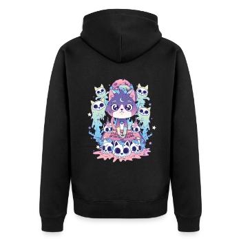 Cat Ouija Kawaii Occult Satanic Pastel Gothic - Unisex Premium Organic Zip Hoodie - black - Back - Nico (187cm)
