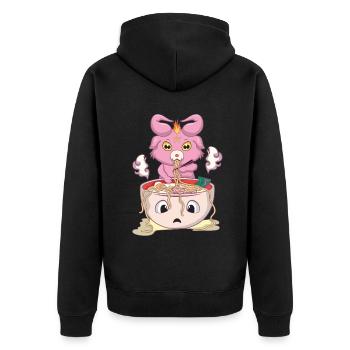 Baphomet Kawaii Okkult Satanisch Pastell Gotik - Unisex Premium Bio Zip Hoodie - Schwarz - Hinten - Nico (187cm)