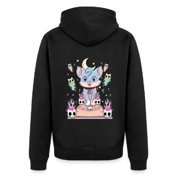 Ouija Cat Kawaii Occult Satanic Pastel Gothic - Unisex Premium Organic Zip Hoodie - black - Back - Nico (187cm)