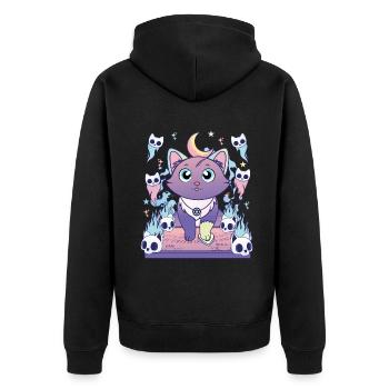 Ouija Cat Kawaii Occult Satanic Pastel - Unisex Premium Organic Zip Hoodie - black - Back - Nico (187cm)