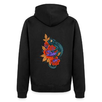Panthère Voilée Chamaeleonidae Amant Caméléon - Veste à capuche bio Premium Unisexe - noir - Dos - Nico (187cm)