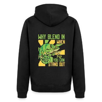 Warum sich einfügen, wenn Sie sich von Panther abheben können - Unisex Premium Bio Zip Hoodie - Schwarz - Hinten - Nico (187cm)