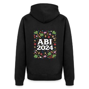 Abi 2024 Abitur - Unisex Premium Bio Zip Hoodie - Schwarz - Hinten - Nico (187cm)