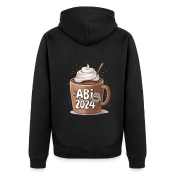 Abi 2024 Abitur - Unisex Premium Bio Zip Hoodie - Schwarz - Hinten - Nico (187cm)