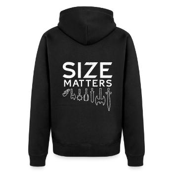 Size Matters Weapon Jousting Ren Faire Funny - Unisex Premium Organic Zip Hoodie - black - Back - Nico (187cm)