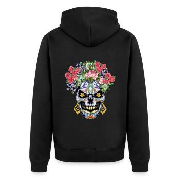 Mexican Floral Muertos Day Of Dead Halloween - Unisex Premium Organic Zip Hoodie - black - Back - Nico (187cm)