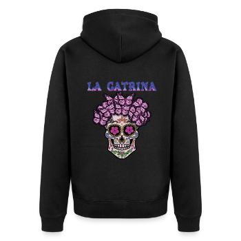 Schmetterling La Catrina Muertos Tag Des Toten Halloween - Unisex Premium Bio Zip Hoodie - Schwarz - Hinten - Nico (187cm)