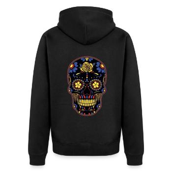 Colorful SkeletonMuertos Day Of Dead Halloween - Unisex Premium Organic Zip Hoodie - black - Back - Nico (187cm)