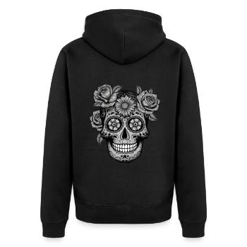 Monochrome Muertos Day Of Dead Halloween - Unisex Premium Organic Zip Hoodie - black - Back - Nico (187cm)