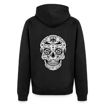 White Muertos Day Of Dead Halloween - Unisex Premium Organic Zip Hoodie - black - Back - Nico (187cm)