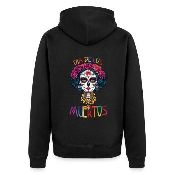 Catrina Floral Muertos Day Of Dead Halloween - Unisex Premium Organic Zip Hoodie - black - Back - Nico (187cm)