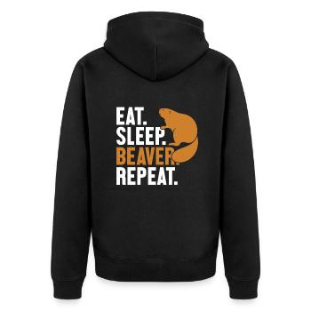Eat Sleep Beaver Repeat North American Eurasian - Unisex Premium Organic Zip Hoodie - black - Back - Nico (187cm)