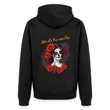 Muertos Day Of Dead Halloween Catrina - Unisex Premium Organic Zip Hoodie - black - Back - Nico (187cm)
