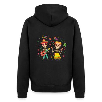 Tanzendes Skelett Muertos Tag Des Toten Party - Unisex Premium Bio Zip Hoodie - Schwarz - Hinten - Nico (187cm)