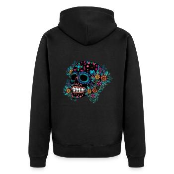 Colorful Dia De Los Muertos Halloween Floral - Unisex Premium Organic Zip Hoodie - black - Back - Nico (187cm)