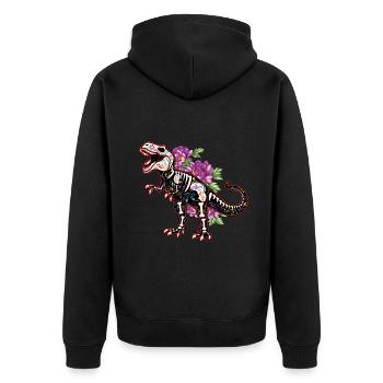 Skeleton Dinosaur Muertos Day Of Dead Halloween - Unisex Premium Organic Zip Hoodie - black - Back - Nico (187cm)