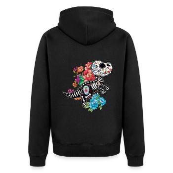 Dinosaur Skeleton Muertos Day Of Dead Halloween - Unisex Premium Organic Zip Hoodie - black - Back - Nico (187cm)