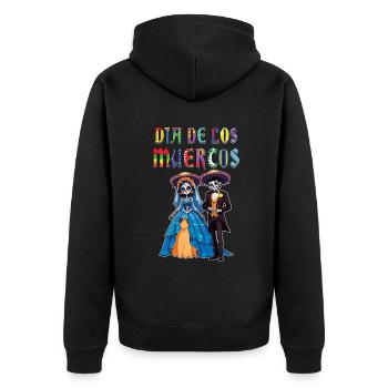 Skelett Paar passend Halloween Muertos - Unisex Premium Bio Zip Hoodie - Schwarz - Hinten - Nico (187cm)
