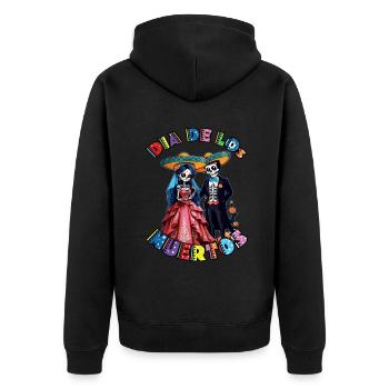 Skelett Paar passend Halloween Muertos Tag - Unisex Premium Bio Zip Hoodie - Schwarz - Hinten - Nico (187cm)