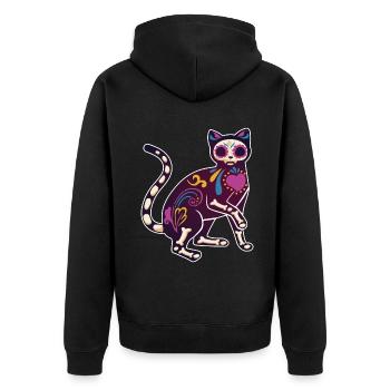 Chat Floral Squelette Muertos Jour Des Morts Halloween - Veste à capuche bio Premium Unisexe - noir - Dos - Nico (187cm)
