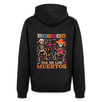 Dia De Los Muertos Jour Des Morts Fête D’Halloween - Veste à capuche bio Premium Unisexe - noir - Dos - Nico (187cm)