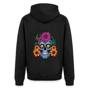 Realistic Skeleton Muertos Day Of Dead Halloween - Unisex Premium Organic Zip Hoodie - black - Back - Nico (187cm)