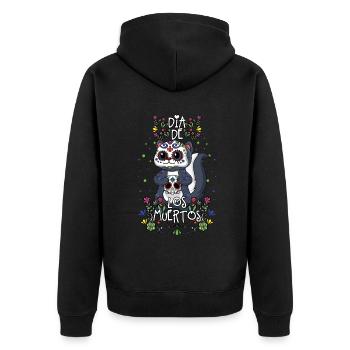 Cute Kawaii Floral Muertos Day Of Dead Halloween - Unisex Premium Organic Zip Hoodie - black - Back - Nico (187cm)