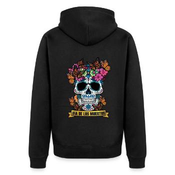 Dia De Los Muertos Tag Des Toten Halloween - Unisex Premium Bio Zip Hoodie - Schwarz - Hinten - Nico (187cm)