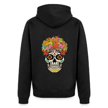 Dia De Los Muertos Tag Des Toten Halloween Blumen - Unisex Premium Bio Zip Hoodie - Schwarz - Hinten - Nico (187cm)