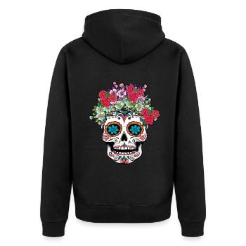 Dia De Los Muertos Tag Des Toten Halloween Schädel - Unisex Premium Bio Zip Hoodie - Schwarz - Hinten - Nico (187cm)