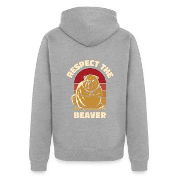 Respektieren Sie den Biber Eurasischer Castor canadensis - Unisex Premium Bio Zip Hoodie - Grau meliert - Hinten - Nico (187cm)