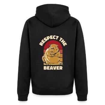 Respektieren Sie den Biber Eurasischer Castor canadensis - Unisex Premium Bio Zip Hoodie - Schwarz - Hinten - Nico (187cm)