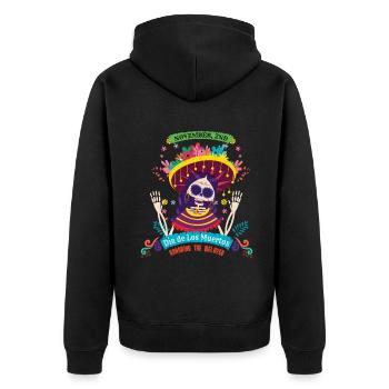 2. November: Dia Los Muertos Halloween - Unisex Premium Bio Zip Hoodie - Schwarz - Hinten - Nico (187cm)
