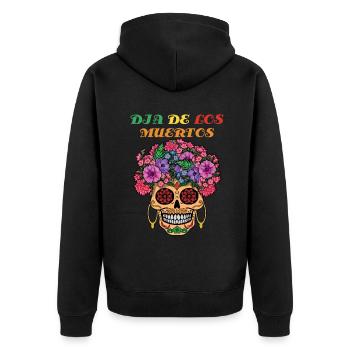 Dia Los Muertos Halloween Party Blumen - Unisex Premium Bio Zip Hoodie - Schwarz - Hinten - Nico (187cm)