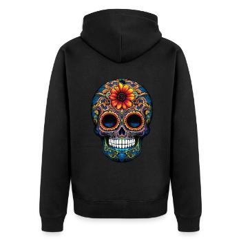 Skeleton Muertos Day Of Dead Halloween - Unisex Premium Organic Zip Hoodie - black - Back - Nico (187cm)