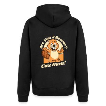 Bist du ein Biber, weil der Damm Nordamerikas Eurasier ist - Unisex Premium Bio Zip Hoodie - Schwarz - Hinten - Nico (187cm)