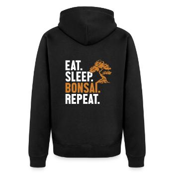 Eat Sleep Bonsai Repeat Indoor Bonsai Bonsai Pots - Unisex Premium Organic Zip Hoodie - black - Back - Nico (187cm)