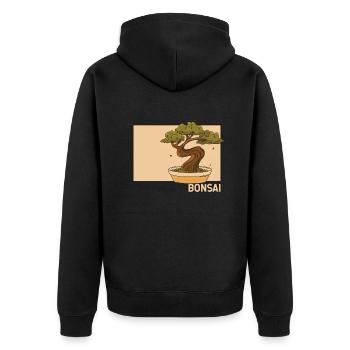 Bonsai Doodle Chinese Hanzi Indoor Bonsai Bonsai - Unisex Premium Organic Zip Hoodie - black - Back - Nico (187cm)