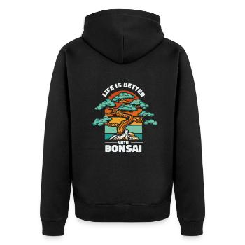Life Is Better With Bonsai Indoor Bonsai Bonsai - Unisex Premium Organic Zip Hoodie - black - Back - Nico (187cm)