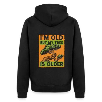 I'm Old But My Tree Is Older Penjing Indoor - Unisex Premium Organic Zip Hoodie - black - Back - Nico (187cm)