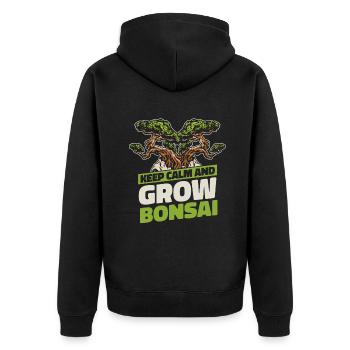 Keep Calm And Grow Bonsai Bonsai Pots Penjing - Unisex Premium Organic Zip Hoodie - black - Back - Nico (187cm)