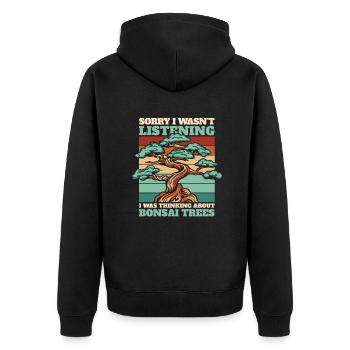Dachte an Bonsai Bäume Indoor Bonsai - Unisex Premium Bio Zip Hoodie - Schwarz - Hinten - Nico (187cm)