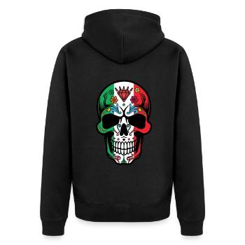 Mexikanische Flagge Muertos Tag Des Toten Halloween - Unisex Premium Bio Zip Hoodie - Schwarz - Hinten - Nico (187cm)