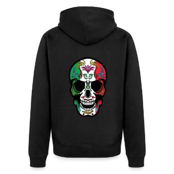 Flagge Mexiko Muertos Tag Der Toten Halloween - Unisex Premium Bio Zip Hoodie - Schwarz - Hinten - Nico (187cm)